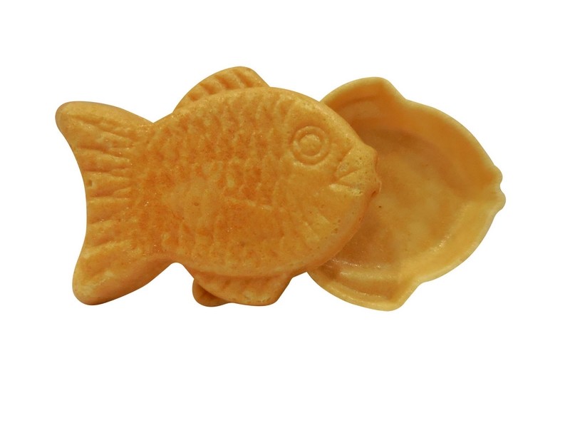 Διαμορφωμένος ψάρια κώνος παγωτού βαφλών, χρυσό χρώμα κώνων ζάχαρης σοκολάτας
