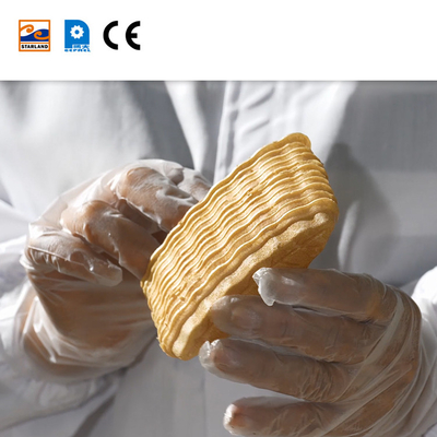 Ελεγχόμενη από PLC αυτόματη μηχανή Wafer Monaka εξοπλισμός παραγωγής σνακ με 55 πιάτα ψησίματος