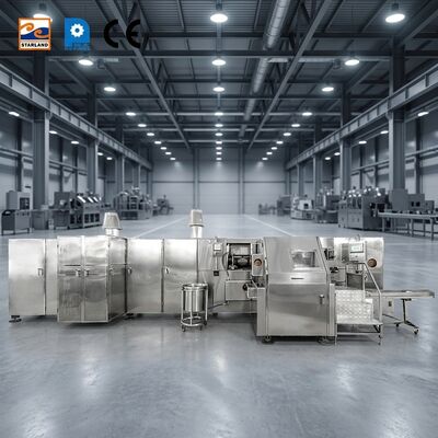Δυνατότητα 1800 PCS / ώρα Αυτοματοποιημένη γραμμή παραγωγής κώνου Barquillo για την κατασκευή