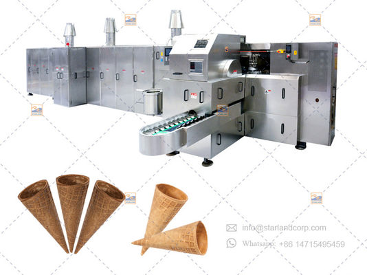 PLC Ice Cream Cone Making Machine Plant Waffle Cone Production Line με εγγύηση ενός έτους
